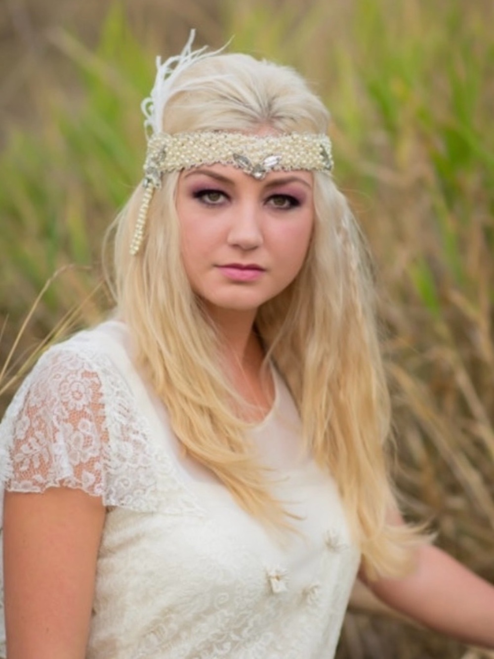 Antique 1920s custom Bridal Boho Pearl Rhinestone Headpiece